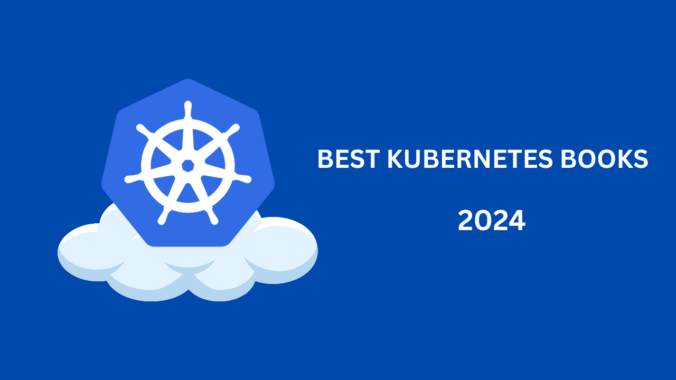 best kubernetes books - Stylized Kubernetes logo with cloud infrastructure and containers in a tech-inspired environment.